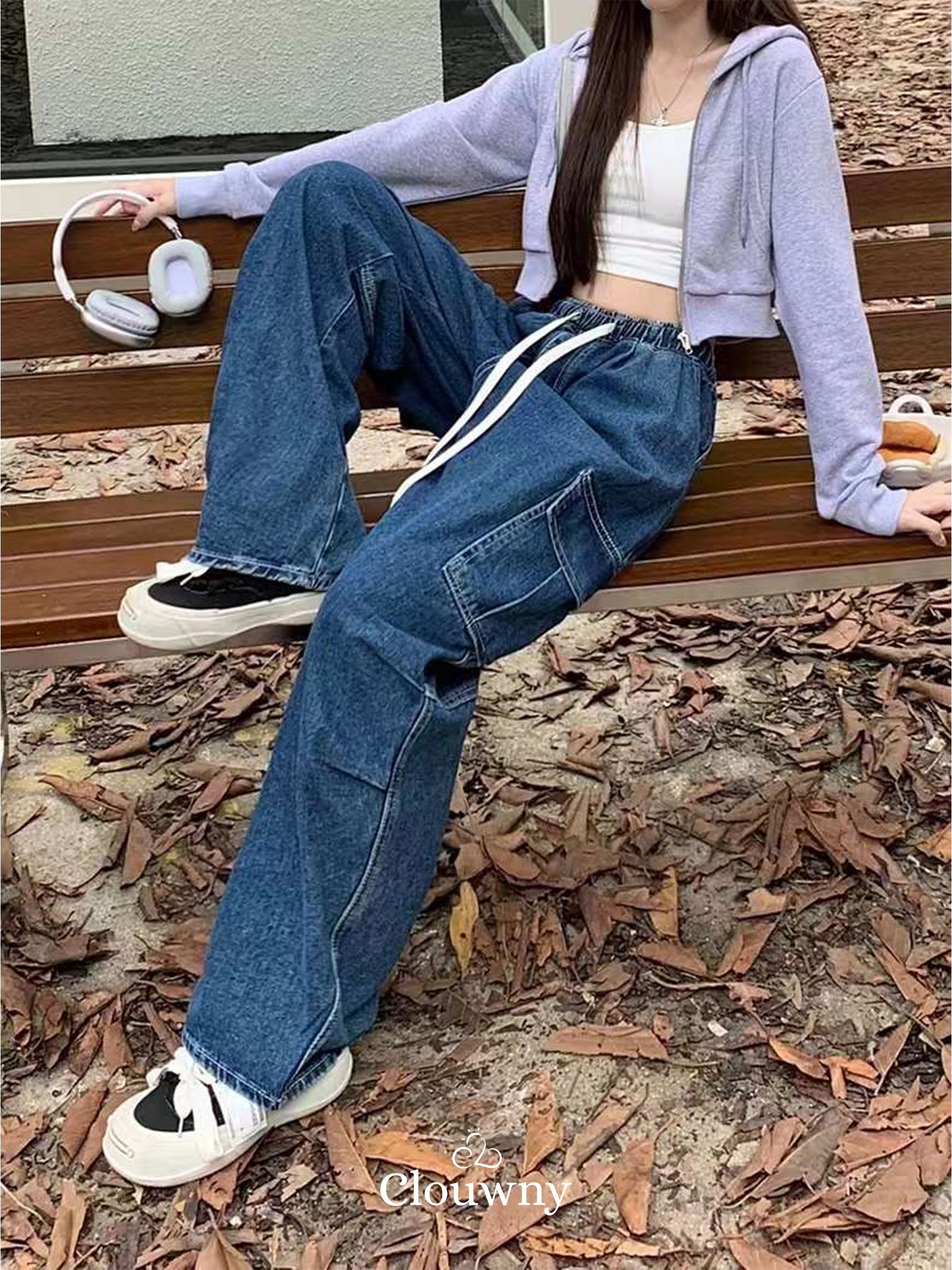 Joy Cargo Denim Pants - Dark Blue
